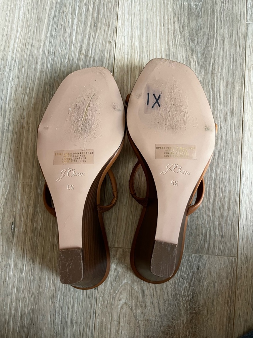 J. Crew Women’s Double-strap stacked wedges in leather tan - Size 8 1/2 - Picture 6 of 7